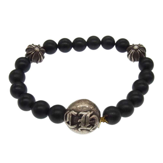 CHROME HEARTS クロムハーツ（原本無） BEAD 8mm ビーズ クロス ブレスレット ブラック系 シルバー系【中古】