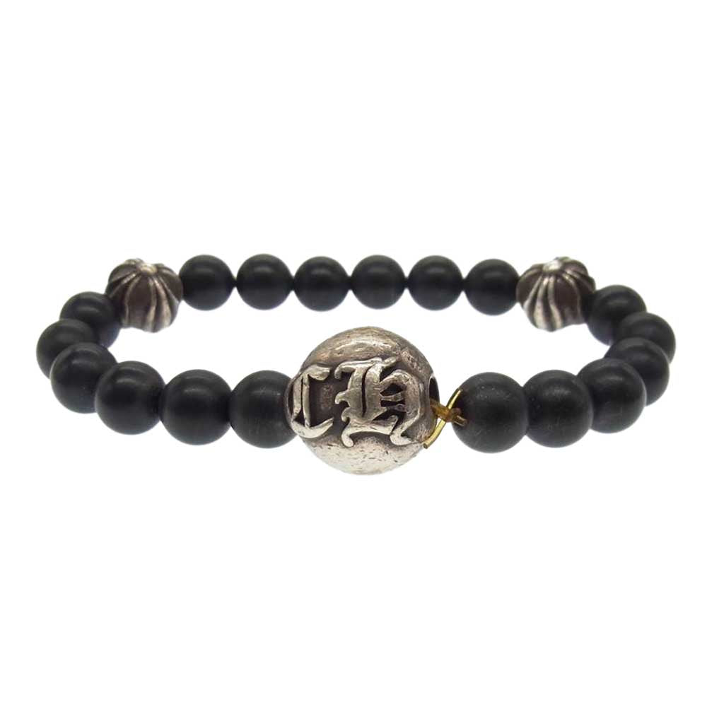 CHROME HEARTS クロムハーツ（原本無） BEAD 8mm ビーズ クロス ブレスレット ブラック系 シルバー系【中古】