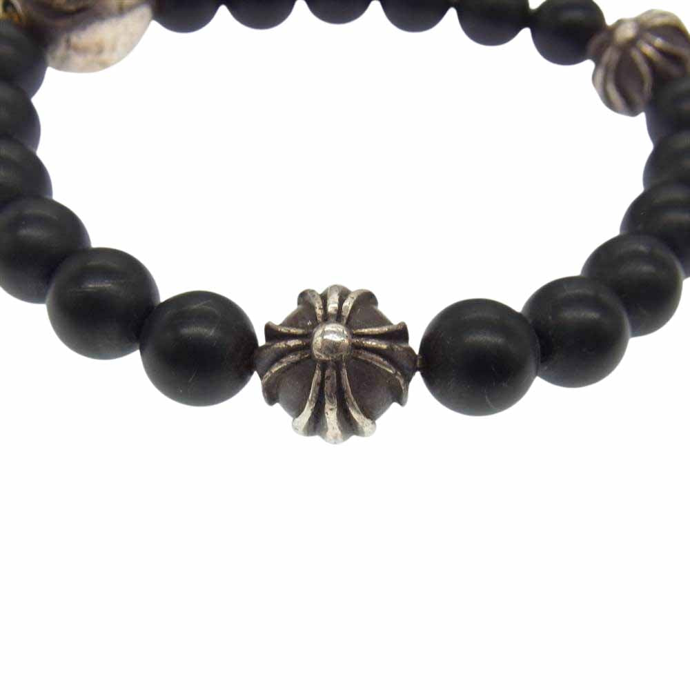CHROME HEARTS クロムハーツ（原本無） BEAD 8mm ビーズ クロス ブレスレット ブラック系 シルバー系【中古】