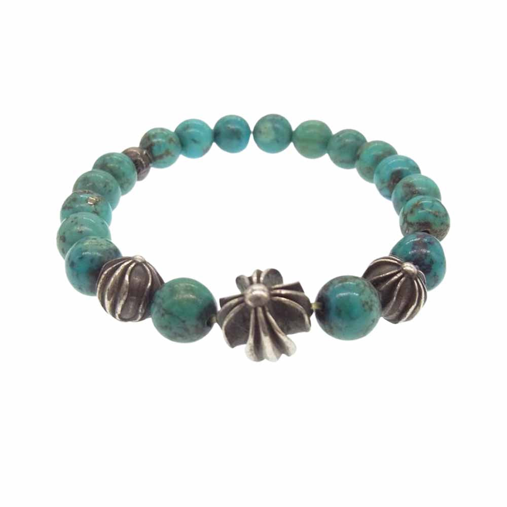 CHROME HEARTS クロムハーツ（原本有） BEAD 13 8mm クロスボール ビーズ ブレスレット ターコイズ ターコイズカラー【中古】