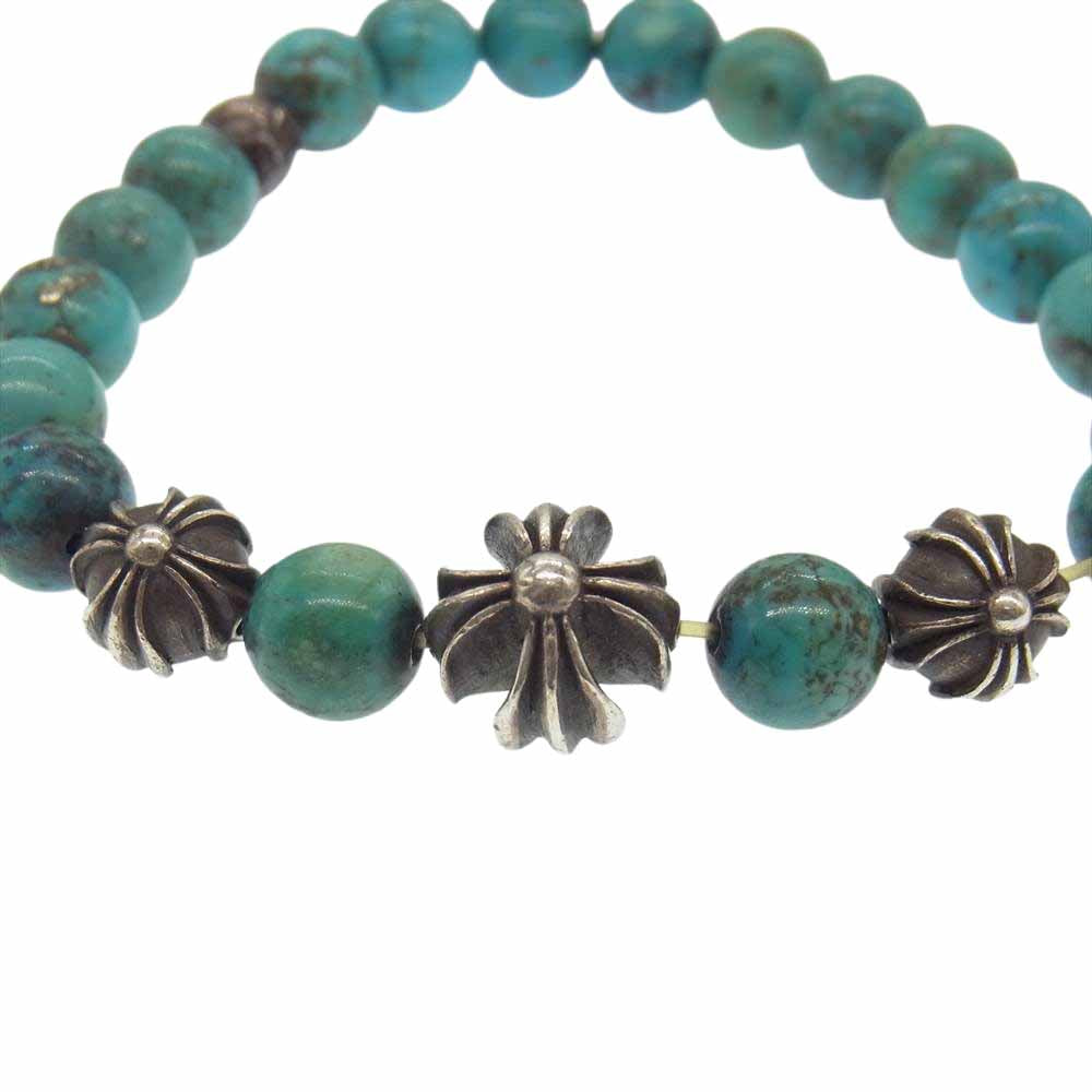 CHROME HEARTS クロムハーツ（原本有） BEAD 13 8mm クロスボール ビーズ ブレスレット ターコイズ ターコイズカラー【中古】