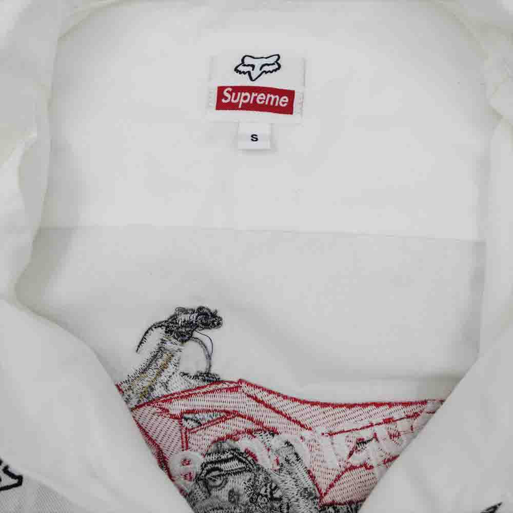 Supreme シュプリーム Honda × Fox Racing Work Shirt ホンダ フォックス レーシング ワークシャツ ホワイト系 S【美品】【中古】