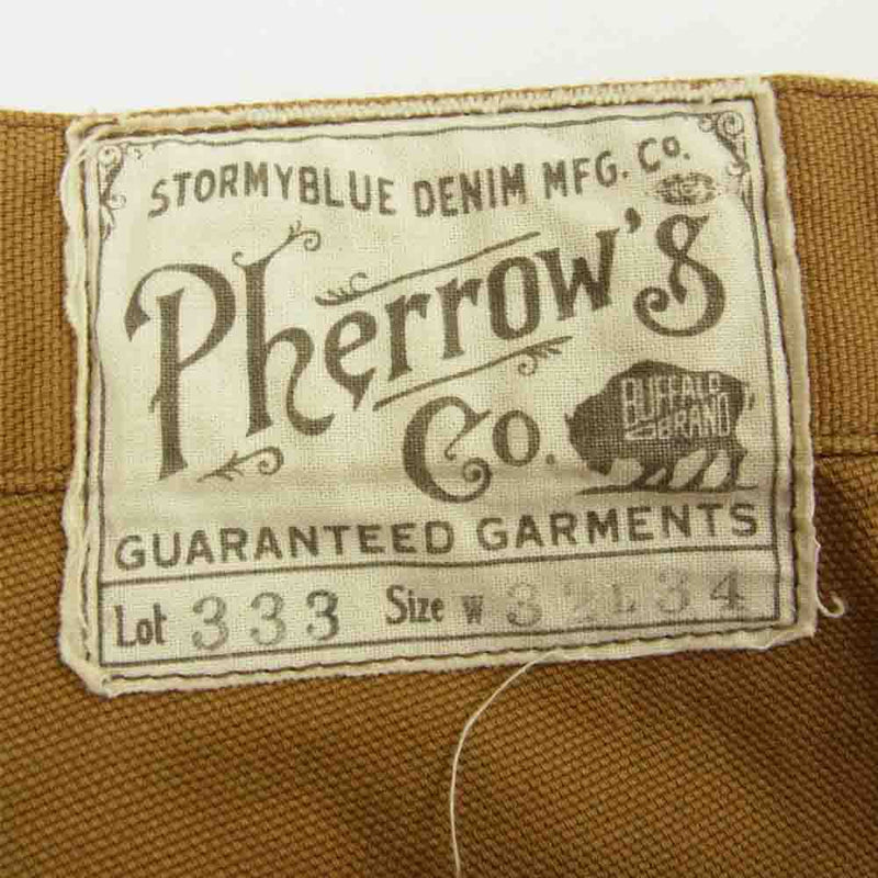 Pherrow's フェローズ LOT.333 1930s ブラウン ダック ワークパンツ ライトブラウン系 32【中古】