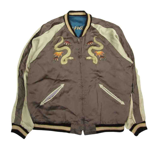 TAILOR TOYO テイラー東洋 TT4119 港商 SP スペシャル JAPAN MAP × 般若 スーベニア スカジャン ジャケット グレー系 ブルー系 大【中古】