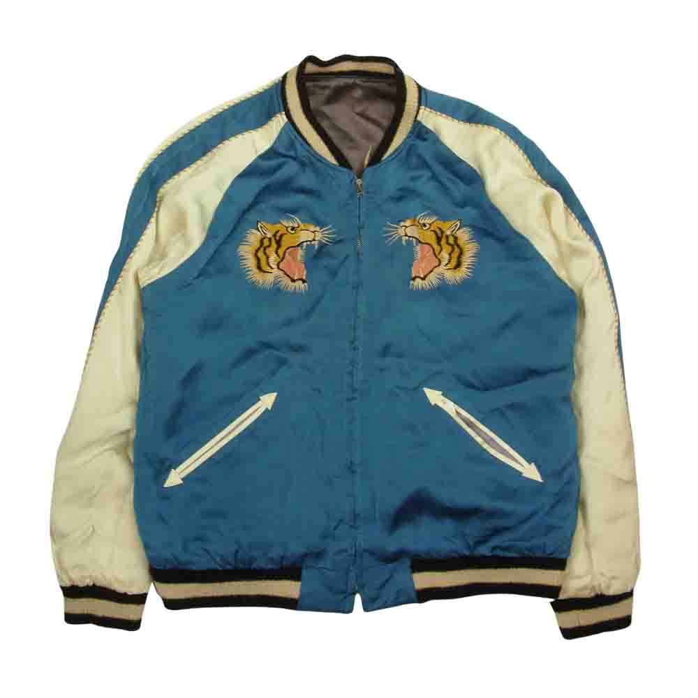 TAILOR TOYO テイラー東洋 TT4119 港商 SP スペシャル JAPAN MAP × 般若 スーベニア スカジャン ジャケット グレー系 ブルー系 大【中古】