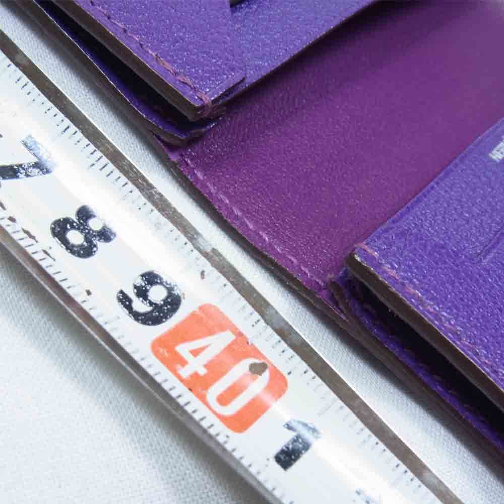 HERMES エルメス ベアン リザード シルバー金具 □M刻印 09年製 カードケース パープル系【中古】
