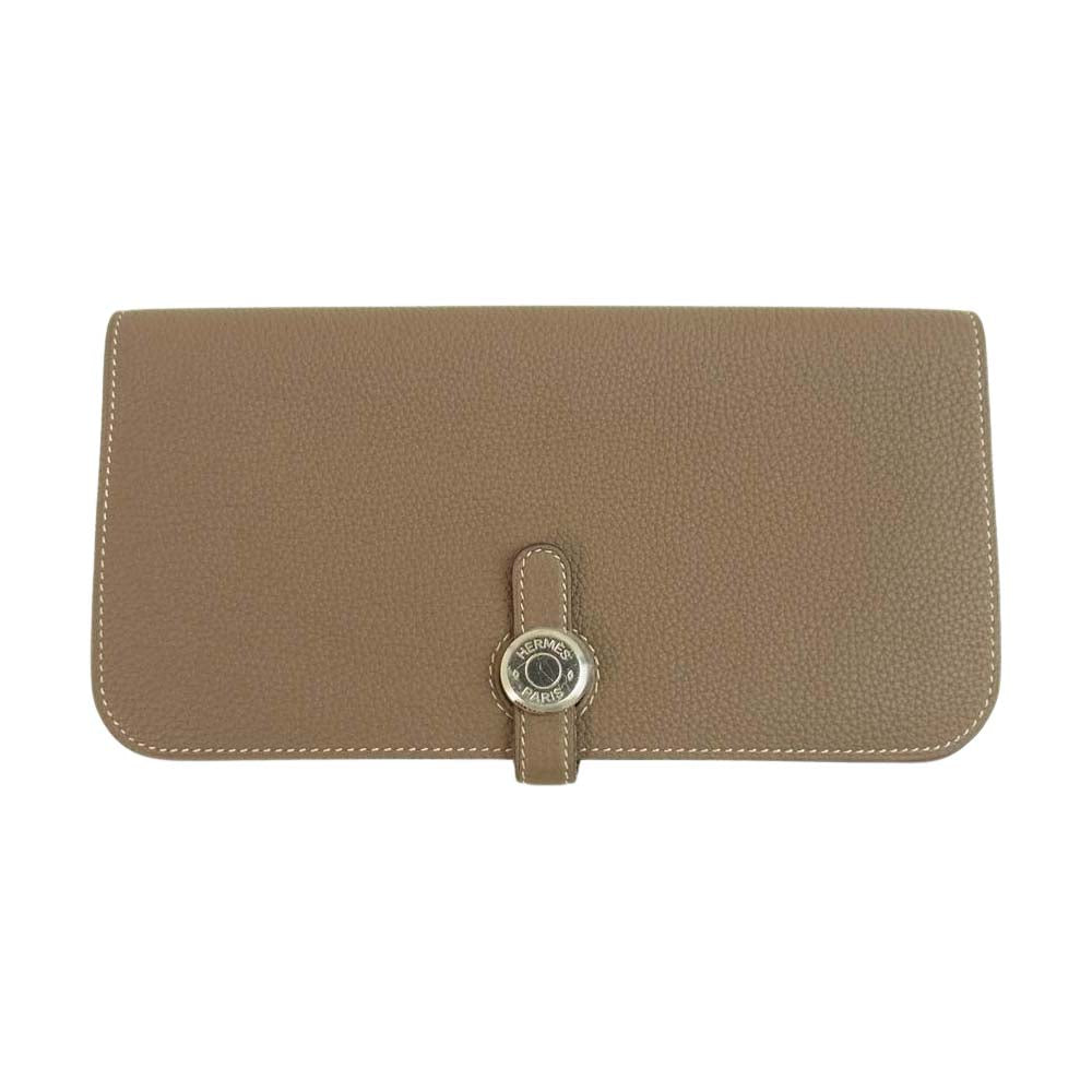 HERMES エルメス ドゴンロング エトゥープ シルバー金具 X刻印 16年製 長財布 ブラウン系【中古】