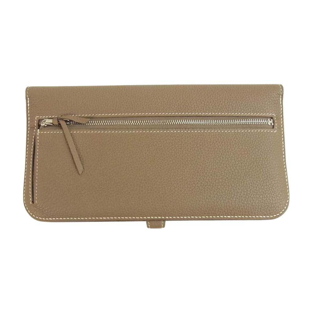HERMES エルメス ドゴンロング エトゥープ シルバー金具 X刻印 16年製 長財布 ブラウン系【中古】