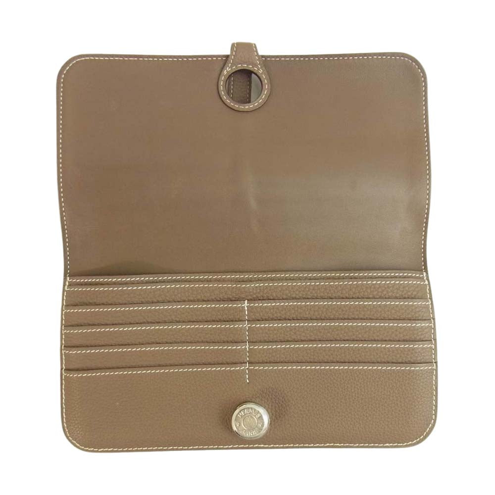HERMES エルメス ドゴンロング エトゥープ シルバー金具 X刻印 16年製 長財布 ブラウン系【中古】