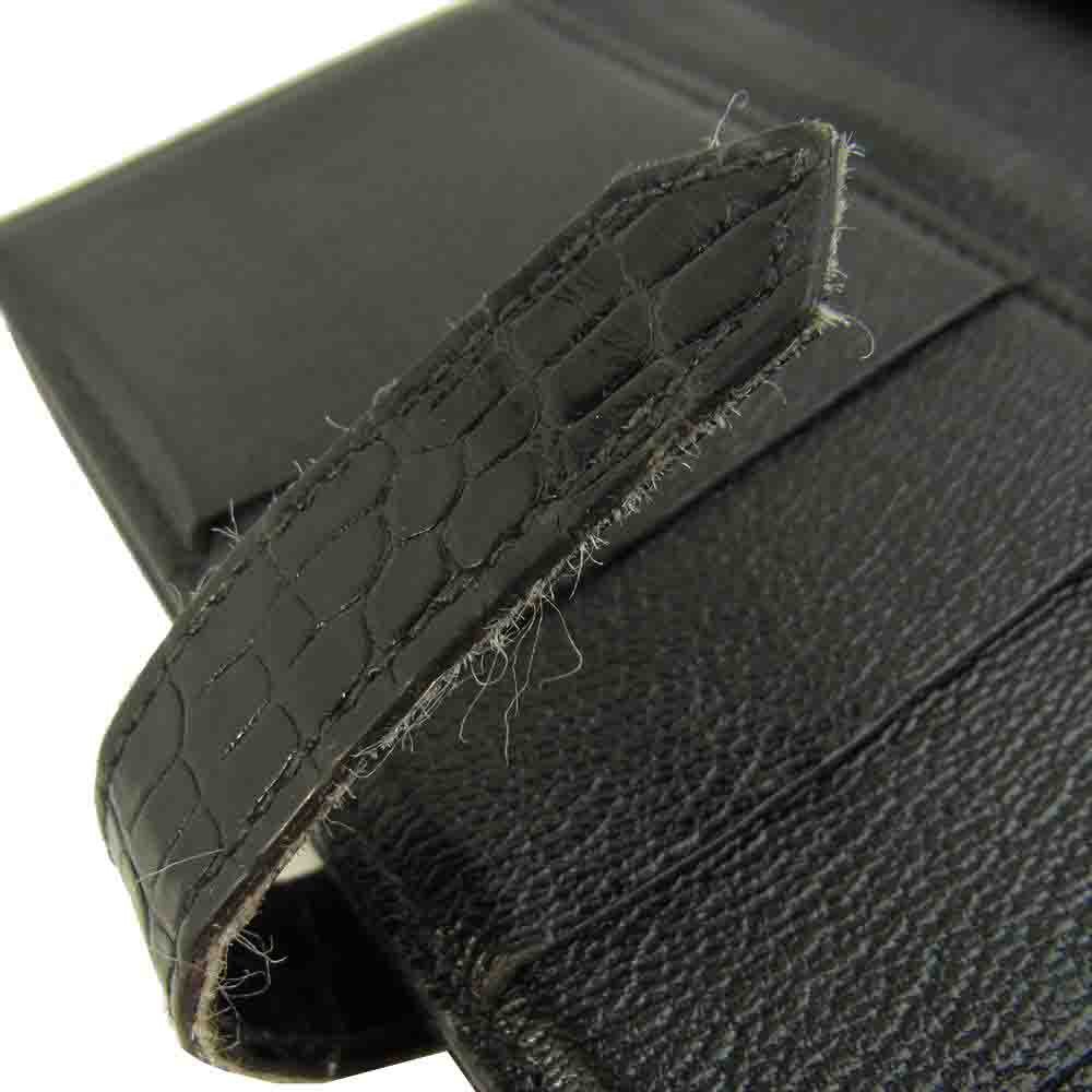 HERMES エルメス ベアン クロコダイル シルバー金具 □M刻印 09年製 ブラック系【中古】