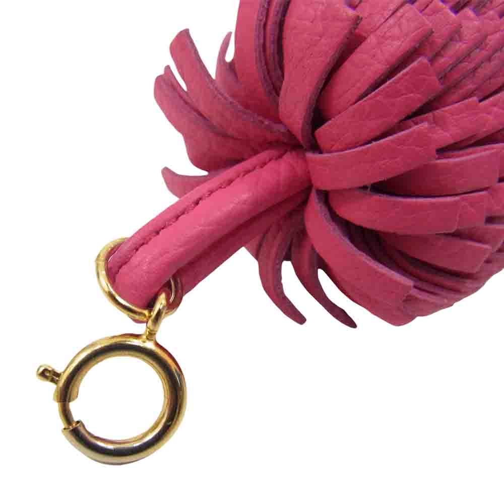 J&M Davidson ジェイアンドエムデヴィッドソン POMPOM CHARM ポンポンチャーム レザー バッグチャーム キーホルダー ピンク ピンク系【中古】