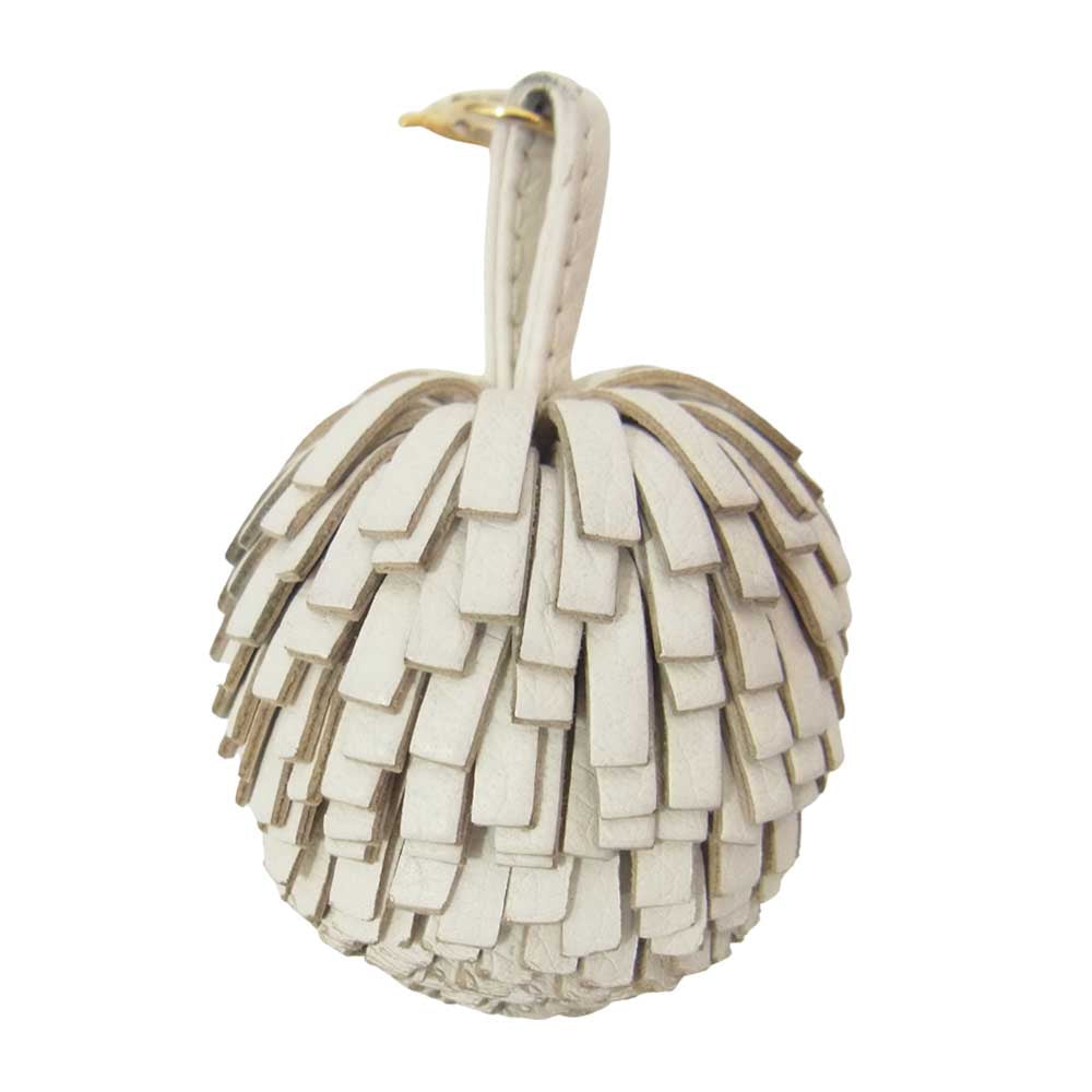 J&M Davidson ジェイアンドエムデヴィッドソン POMPOM CHARM ポンポンチャーム レザー バッグチャーム キーホルダー ホワイト オフホワイト系【中古】