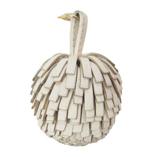 J&M Davidson ジェイアンドエムデヴィッドソン POMPOM CHARM ポンポンチャーム レザー バッグチャーム キーホルダー ホワイト オフホワイト系【中古】