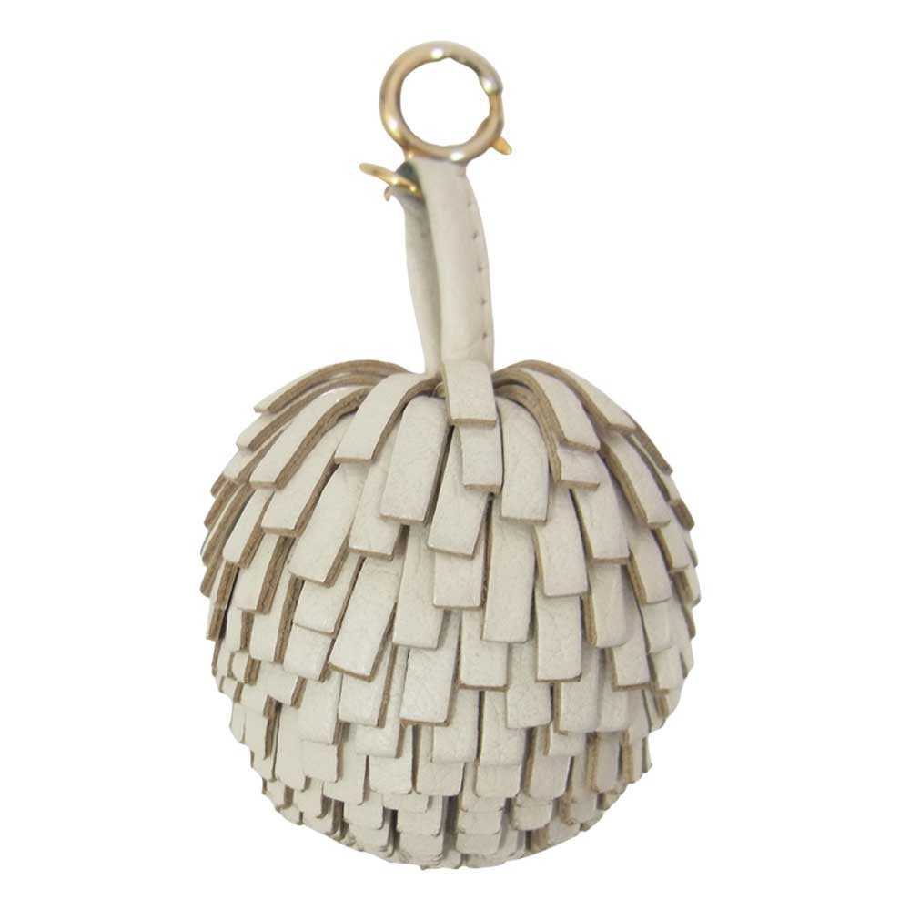J&M Davidson ジェイアンドエムデヴィッドソン POMPOM CHARM ポンポンチャーム レザー バッグチャーム キーホルダー ホワイト オフホワイト系【中古】
