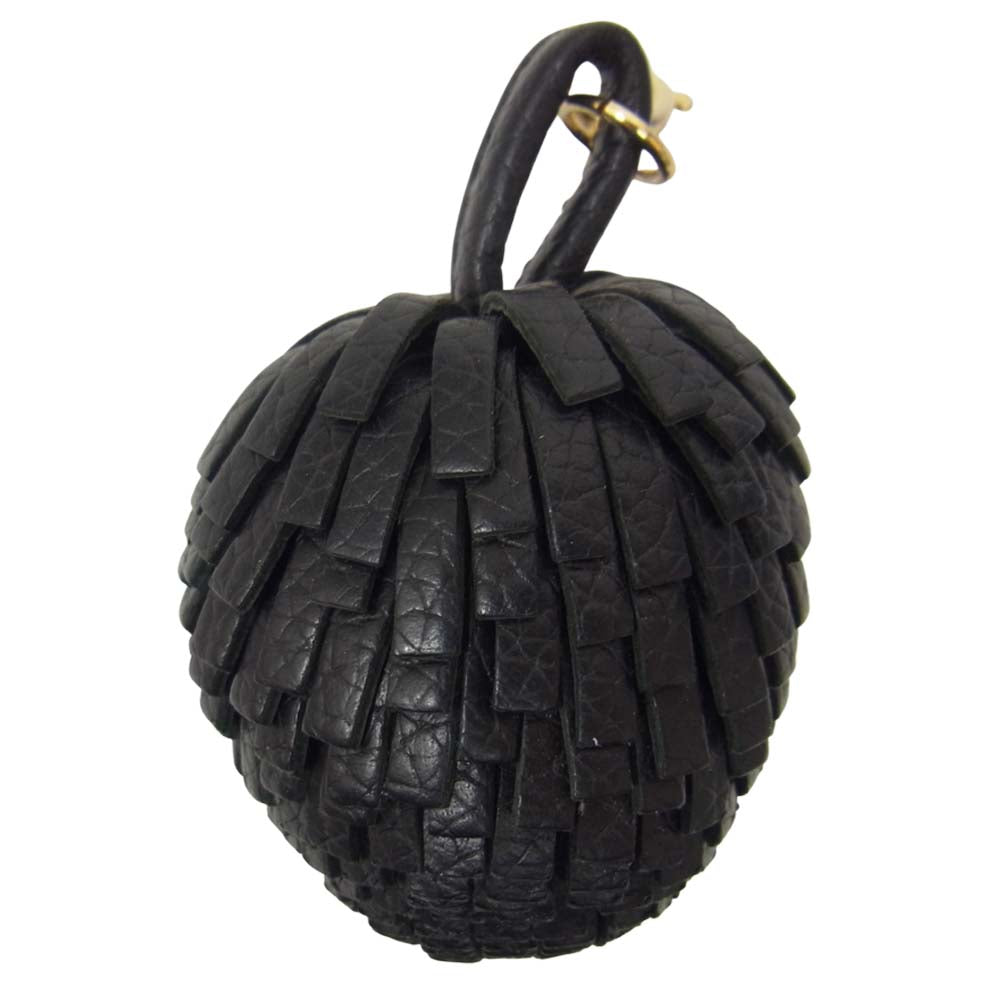 J&M Davidson ジェイアンドエムデヴィッドソン POMPOM CHARM ポンポンチャーム レザー バッグチャーム キーホルダー ブラック ブラック系【中古】