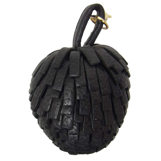 J&M Davidson ジェイアンドエムデヴィッドソン POMPOM CHARM ポンポンチャーム レザー バッグチャーム キーホルダー ブラック ブラック系【中古】