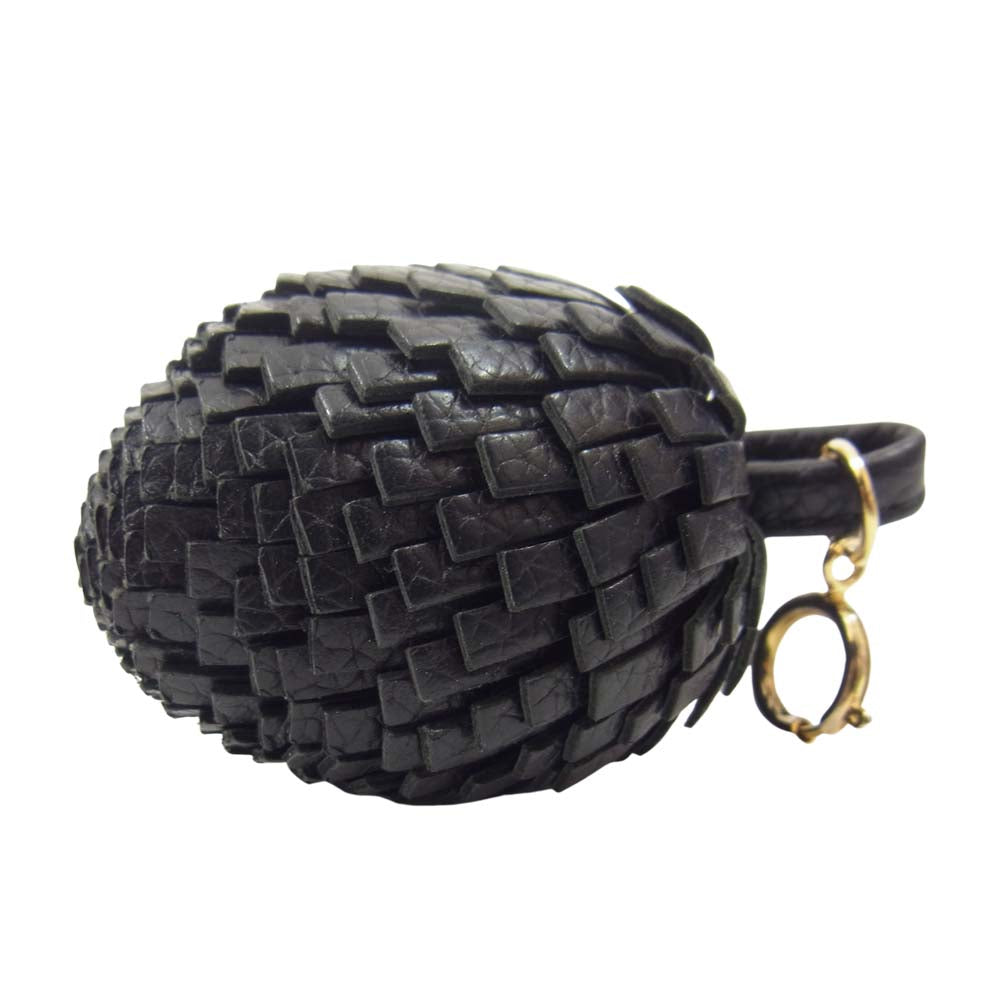 J&M Davidson ジェイアンドエムデヴィッドソン POMPOM CHARM ポンポンチャーム レザー バッグチャーム キーホルダー ブラック ブラック系【中古】