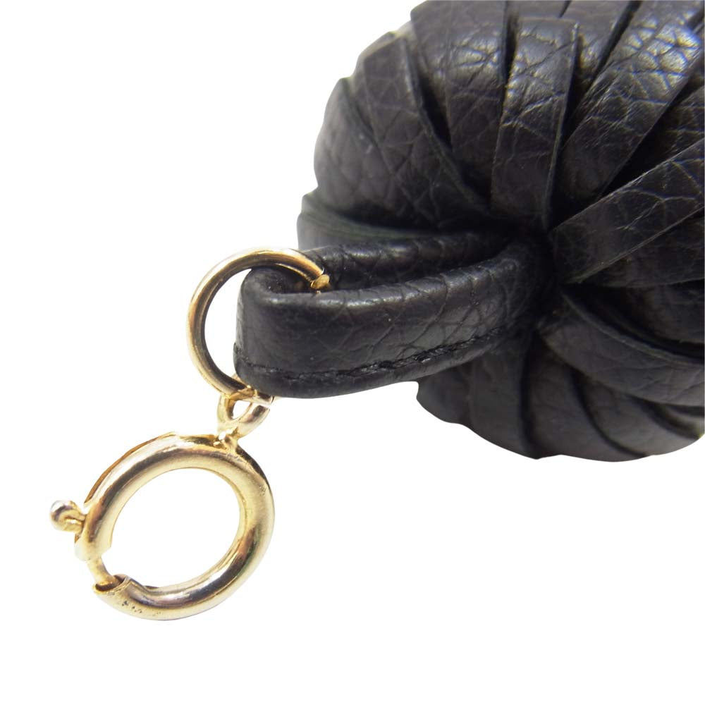 J&M Davidson ジェイアンドエムデヴィッドソン POMPOM CHARM ポンポンチャーム レザー バッグチャーム キーホルダー ブラック ブラック系【中古】