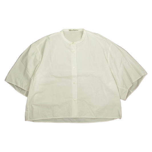 ACNE STUDIOS アクネストゥディオズ バンドカラー ワイドブラウス 半袖 シャツ ホワイト系 34【中古】