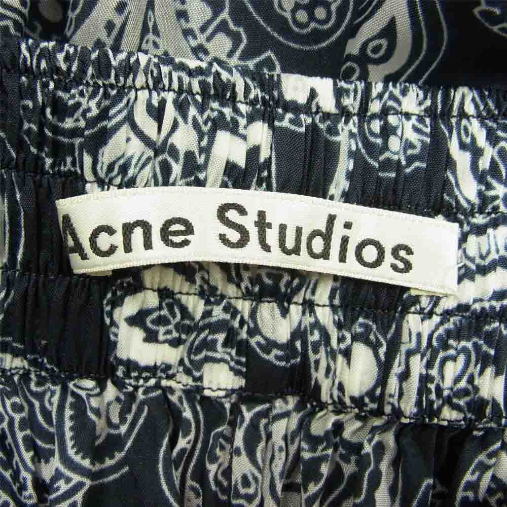 ACNE STUDIOS アクネストゥディオズ TENNESSEE CU PR SS17 ペイズリー柄 キュプラ リラックス ワイド パンツ バンダナ柄 ネイビー系 36【中古】