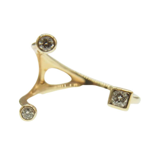 ヒロタカ CR35KDRM K10 Yellow Gold Diamond Cuff Ring 10Kイエローゴールド 0.15ctダイヤモンド カフ リング ゴールド系【中古】