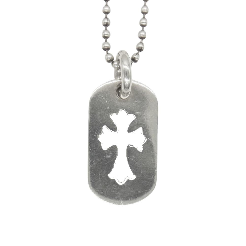 CHROME HEARTS クロムハーツ（原本無） D/TAG SML CO CRS カットアウトクロス スモール ドッグタグ ボールチェーン ネックレス シルバー系【中古】