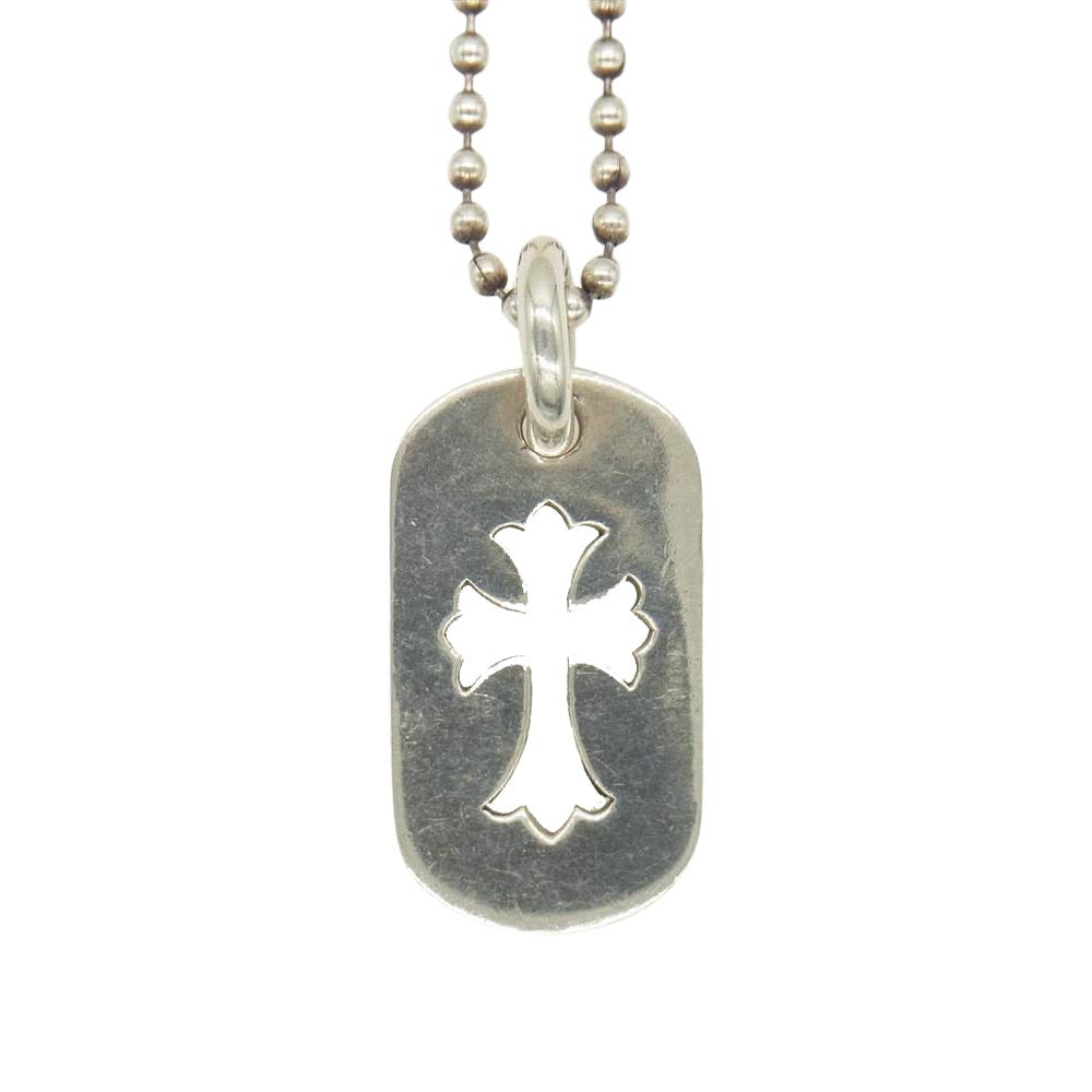 CHROME HEARTS クロムハーツ（原本無） D/TAG SML CO CRS カットアウトクロス スモール ドッグタグ ボールチェーン ネックレス シルバー系【中古】