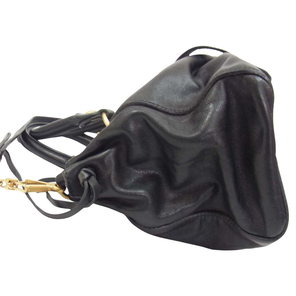 MIUMIU ミュウミュウ VITELLO LUX 2way ハンドバッグ ブラック系【中古