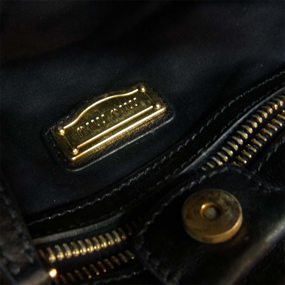 MIUMIU ミュウミュウ VITELLO LUX 2way ハンドバッグ ブラック系【中古】