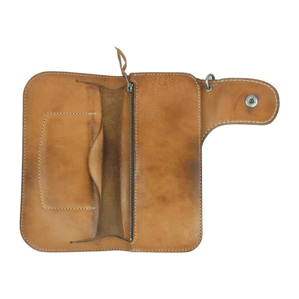 ★美品★REDMOON 長財布 レザーチェーン付き コンチョ ２つ折り ブラウン REDMOON レッドムーン MHS-02Ⅱ サドルレザー コンチョ ロング