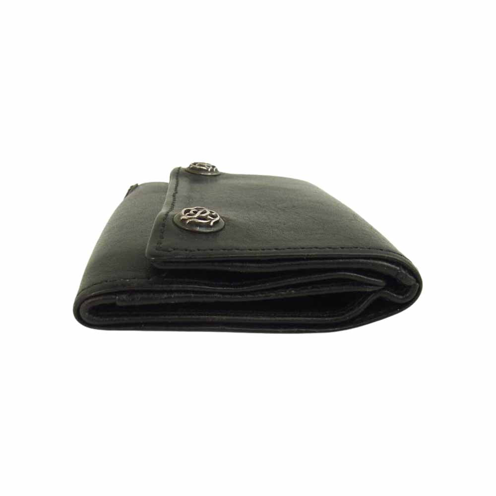 CHROME HEARTS クロムハーツ（原本無） 3FOLD スリーフォールドウォレット フローラルボタン ブラック系【中古】