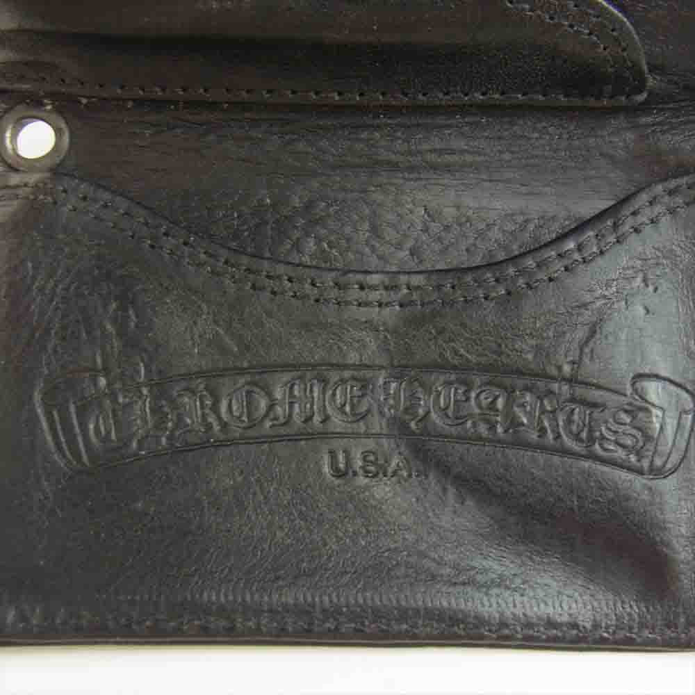 CHROME HEARTS クロムハーツ（原本無） 3FOLD スリーフォールドウォレット フローラルボタン ブラック系【中古】