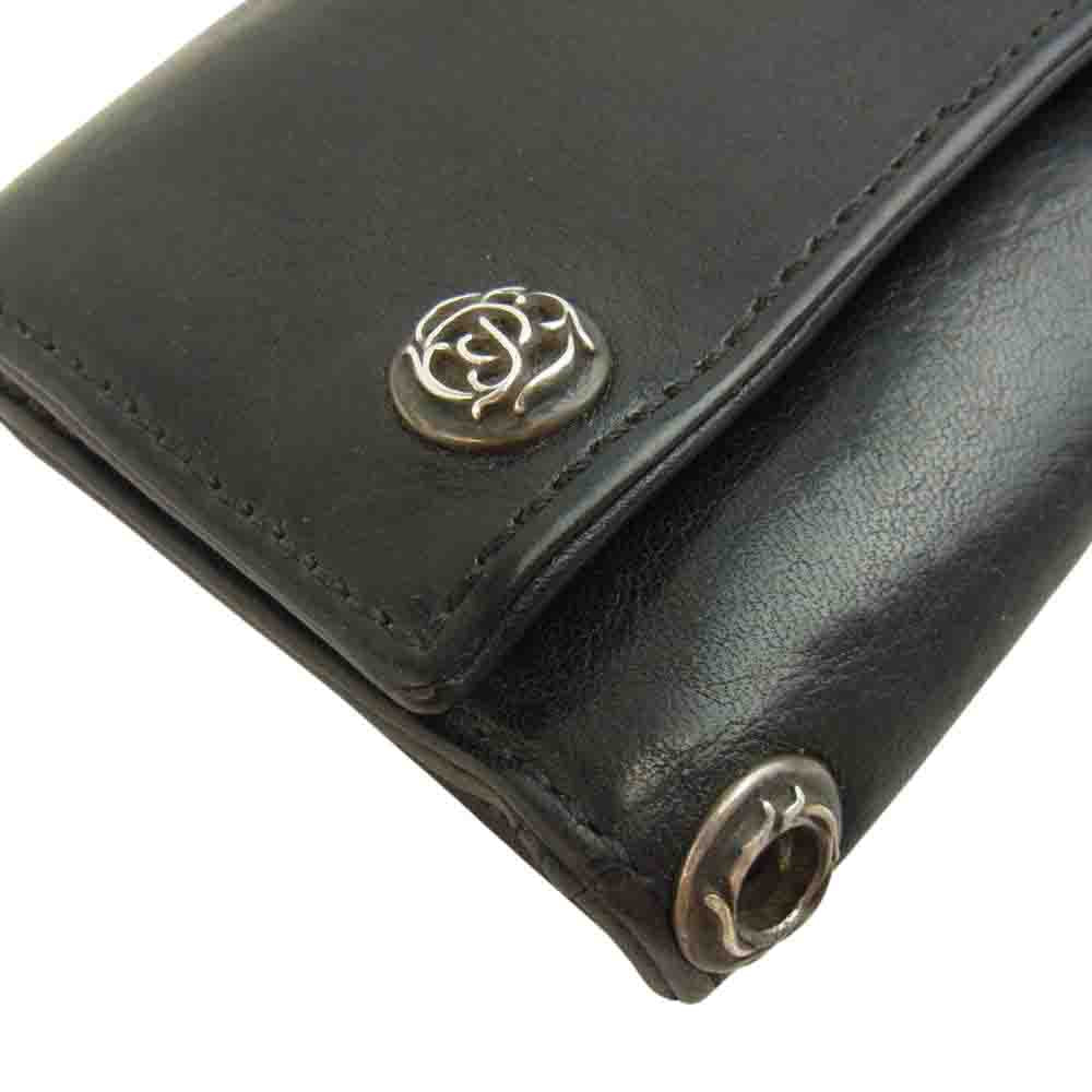 CHROME HEARTS クロムハーツ（原本無） 3FOLD スリーフォールドウォレット フローラルボタン ブラック系【中古】