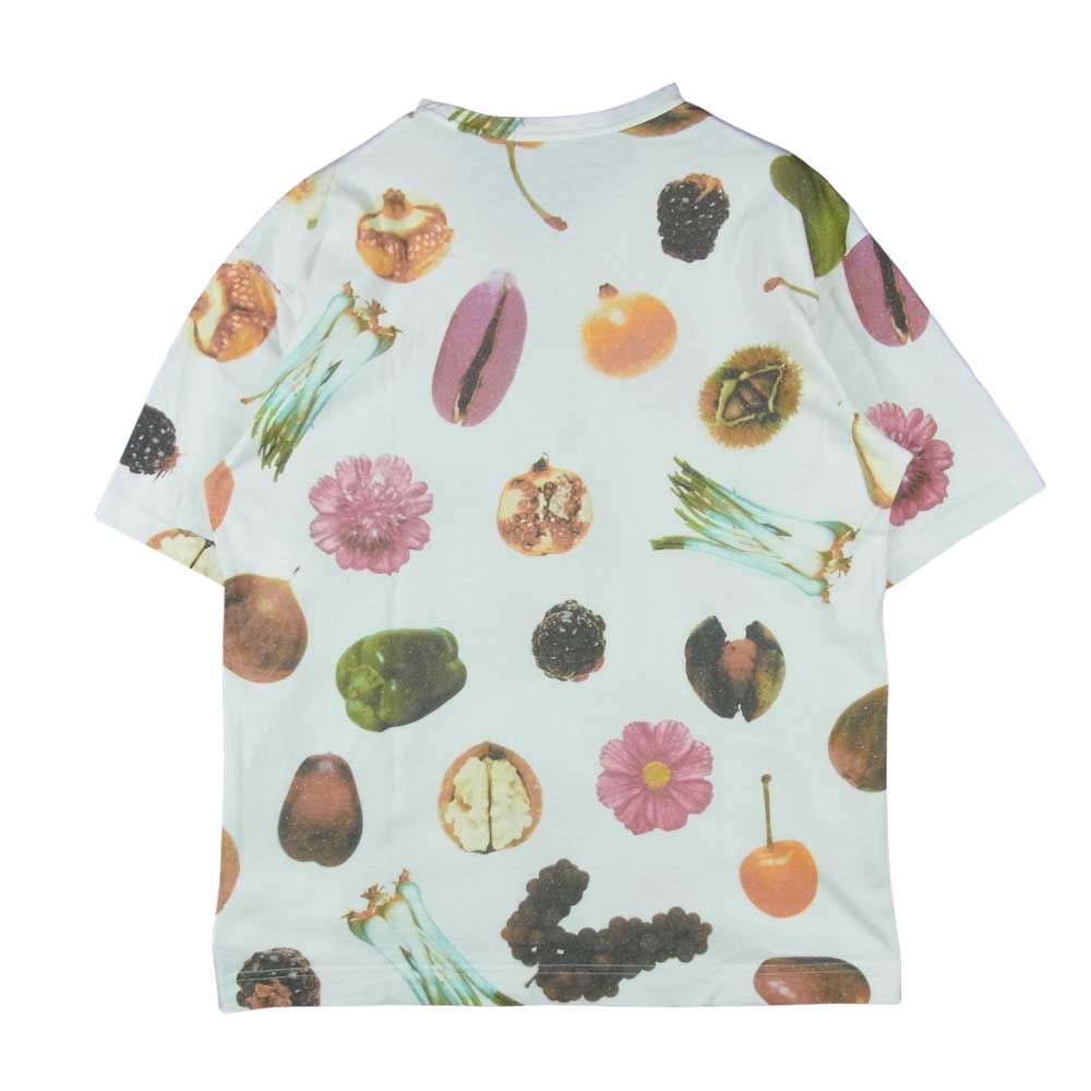 COMME des GARCONS HOMME コムデギャルソンオム AD2004 HN-T039 総柄 Vネック 半袖 Tシャツ ホワイト系 M【中古】