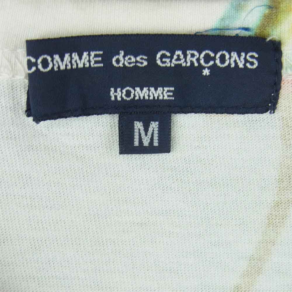 COMME des GARCONS HOMME コムデギャルソンオム AD2004 HN-T039 総柄 Vネック 半袖 Tシャツ ホワイト系 M【中古】