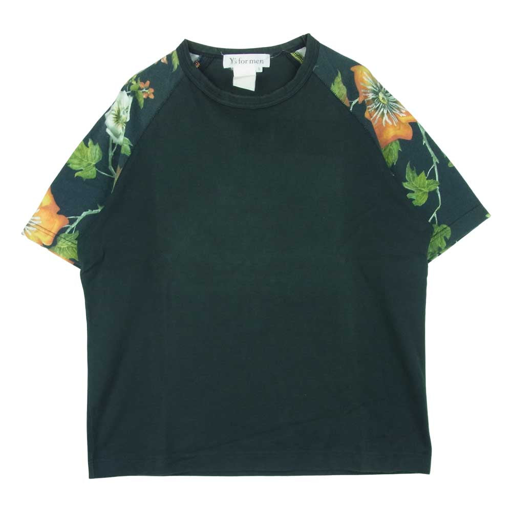 Y's Yohji Yamamoto ワイズ ヨウジヤマモト 袖総柄 ラグラン 半袖 Tシャツ ブラック系【中古】