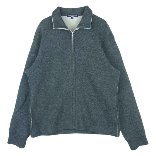 COMME des GARCONS HOMME コムデギャルソンオム AD2004 HN-T047 インサイドアウト ジップアップ ニット ジャケット グレー系 S【中古】