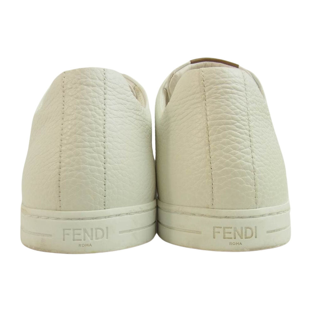 FENDI フェンディ FF シグネチャー レザー スニーカー ホワイト系 6.5【中古】