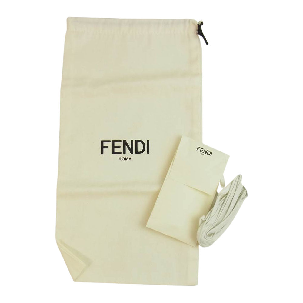 FENDI フェンディ FF シグネチャー レザー スニーカー ホワイト系 6.5【中古】