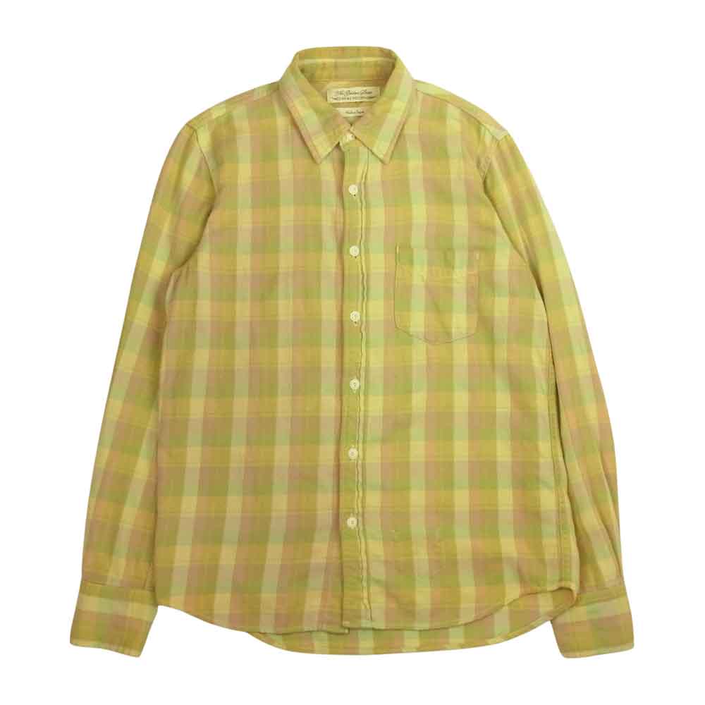 REMI RELIEF レミレリーフ フランネル 長袖 チェック シャツ グリーン イエロー  イエロー系 M【中古】