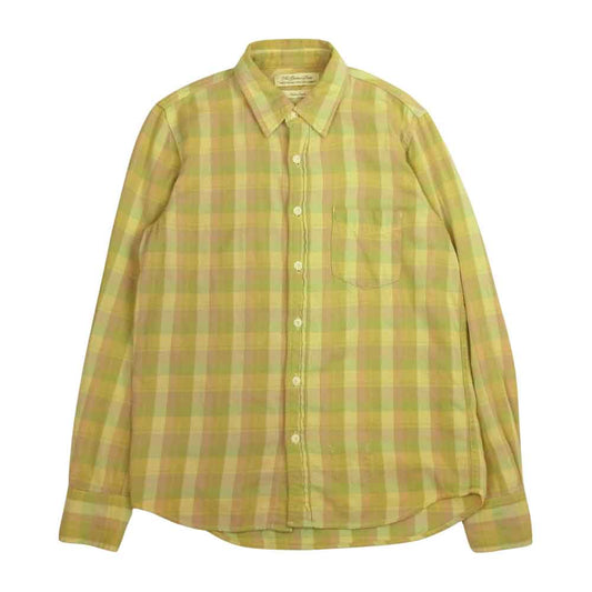 REMI RELIEF レミレリーフ フランネル 長袖 チェック シャツ グリーン イエロー  イエロー系 M【中古】