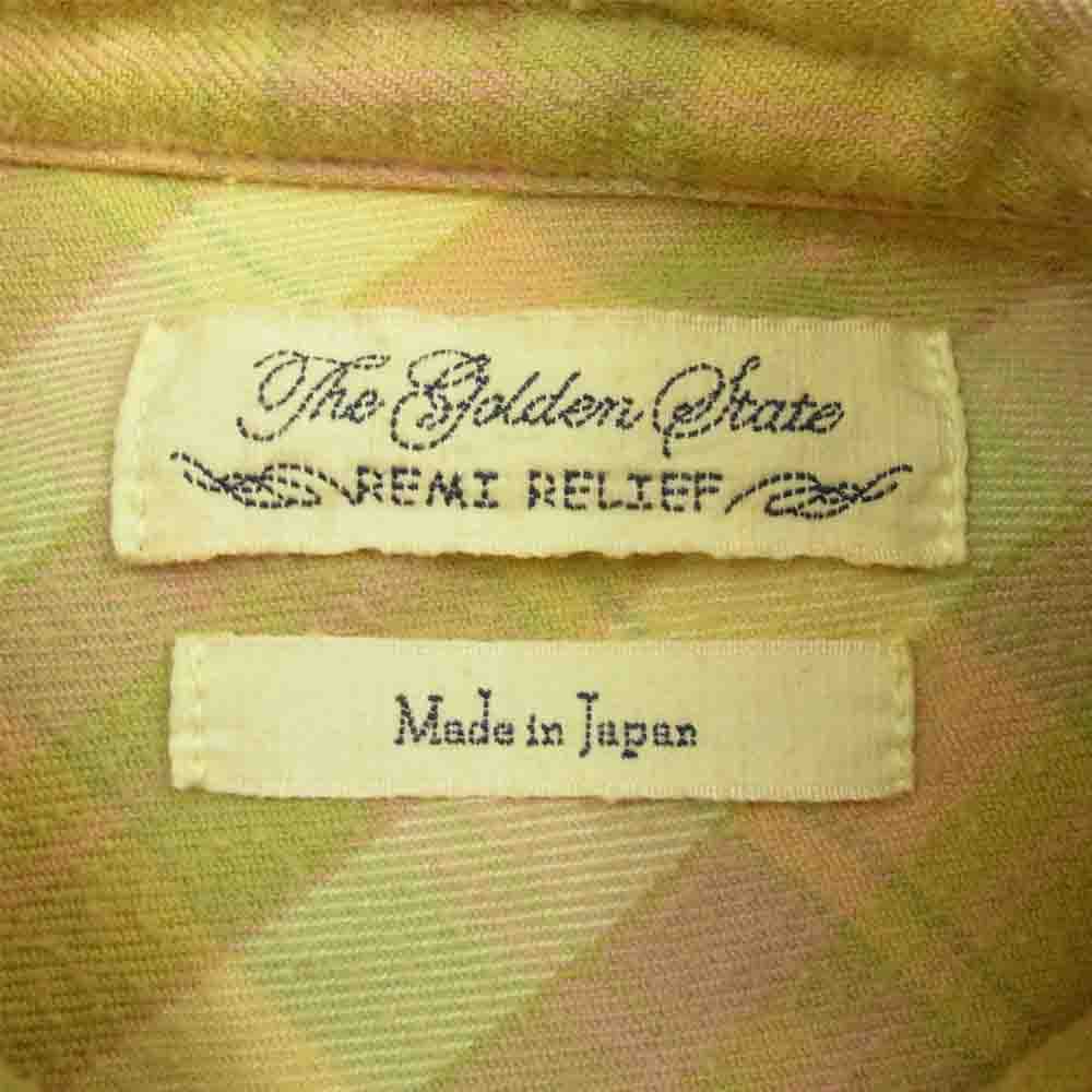 REMI RELIEF レミレリーフ フランネル 長袖 チェック シャツ グリーン イエロー  イエロー系 M【中古】
