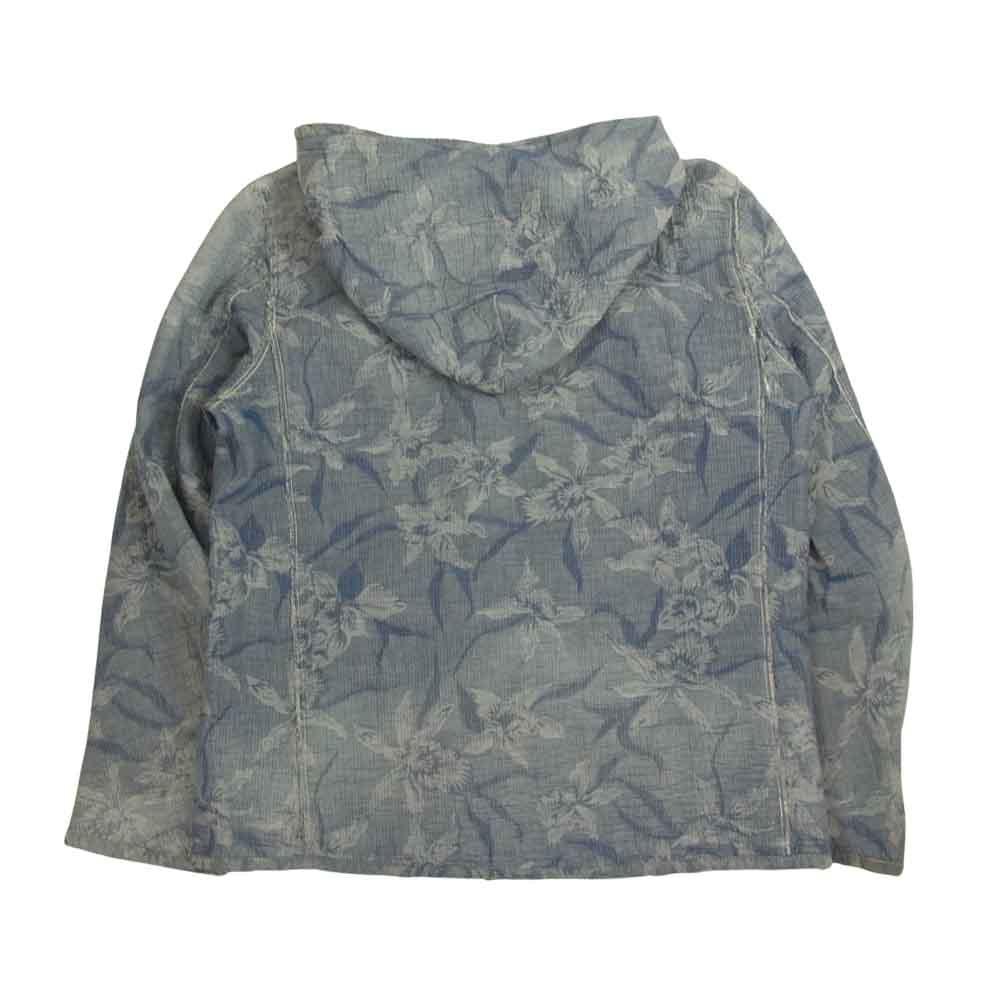REMI RELIEF レミレリーフ ワッフル フラワー 総柄 ジップ パーカー インディゴブルー系 M【中古】