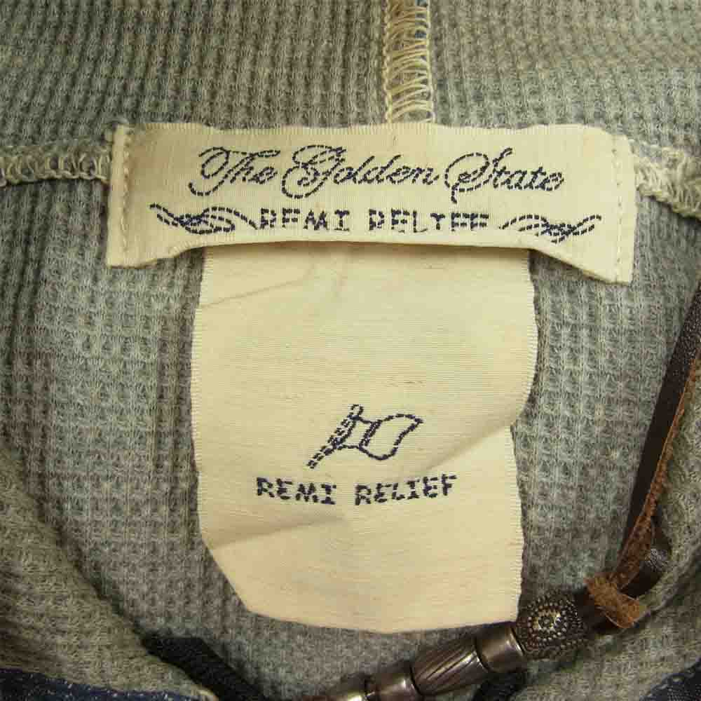 REMI RELIEF レミレリーフ ワッフル フラワー 総柄 ジップ パーカー インディゴブルー系 M【中古】