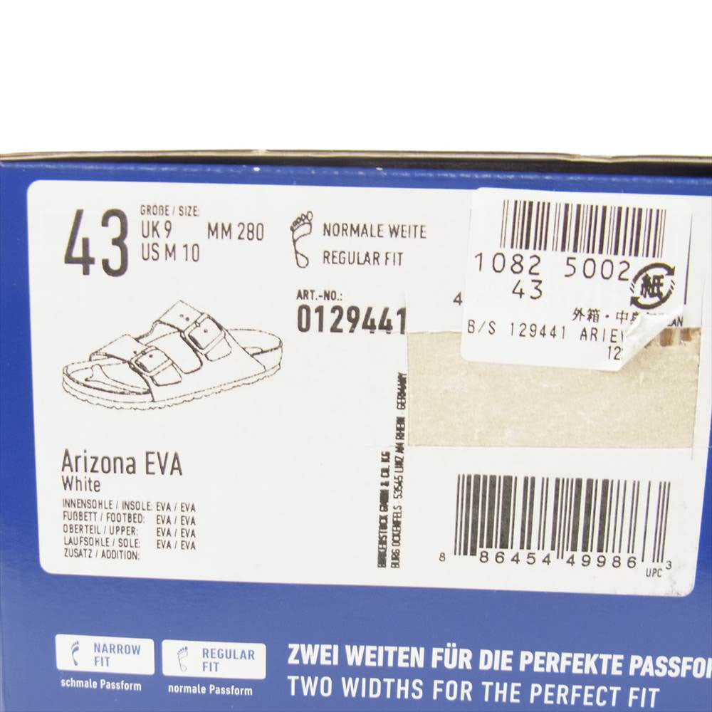 BIRKENSTOCK ビルケンシュトック 129449 ARIZONA EVA アリゾナ サンダル 28cm ホワイト系 43【新古品】【未使用】【中古】