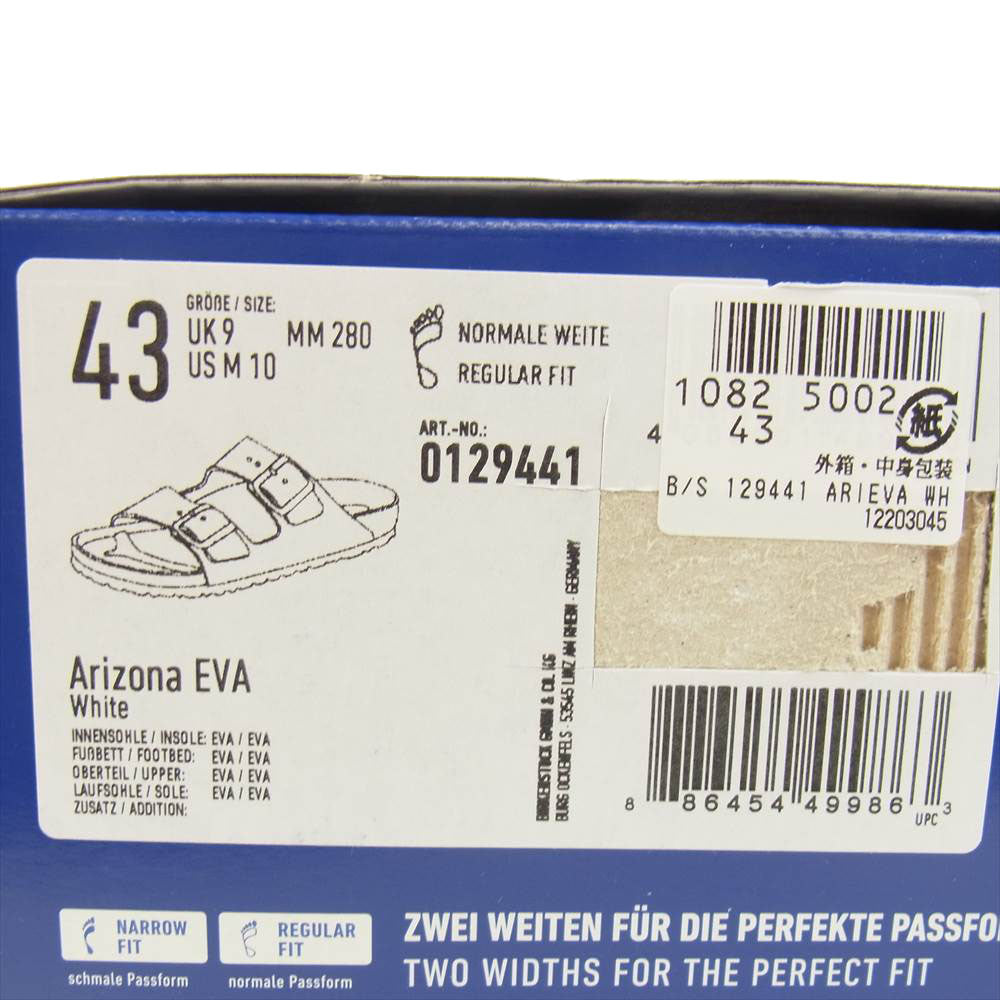 BIRKENSTOCK ビルケンシュトック 129449 ARIZONA EVA アリゾナ サンダル 28cm ホワイト系 43【新古品】【未使用】【中古】