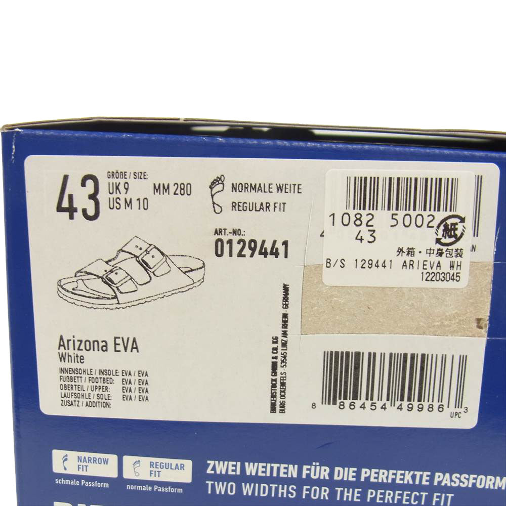 BIRKENSTOCK ビルケンシュトック 129449 ARIZONA EVA アリゾナ サンダル 28cm ホワイト系 43【新古品】【未使用】【中古】
