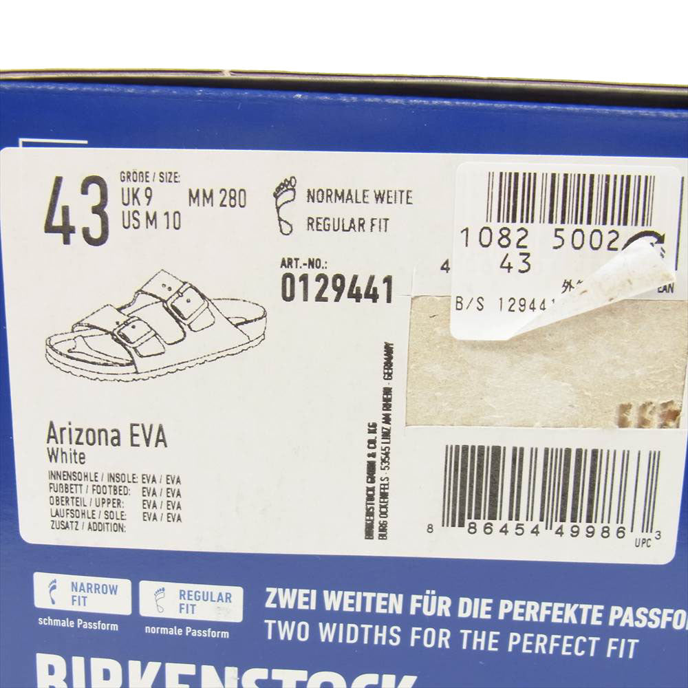 BIRKENSTOCK ビルケンシュトック 129449 ARIZONA EVA アリゾナ サンダル 28cm ホワイト系 43【新古品】【未使用】【中古】