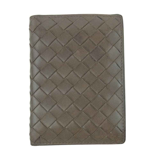 BOTTEGAVENETA ボッテガヴェネタ 169721 V0013 2513 イントレチャート 二つ折り パスケース グレイッシュブラウン系【中古】