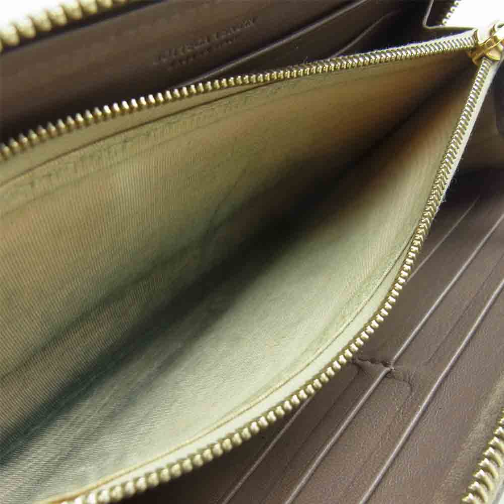 BOTTEGAVENETA ボッテガヴェネタ 114076 V0013 2513 イントレチャート ラウンドジップ ウォレット 長財布 グレージュ系【中古】